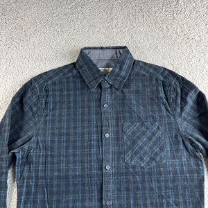 NEW Boston Traders Shirt Mens Medium Black Corduroy Tartan Plaid Button‎ Up Fall